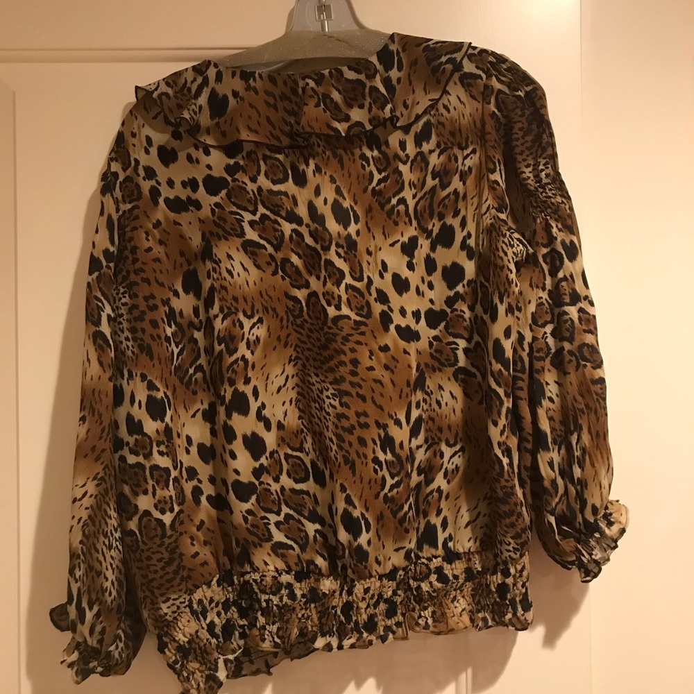 Allison Taylor Animal Print Ruffle Blouse - Picture 4 of 5